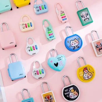 

Cartoon cute suitcase password lock small padlock student dormitory mini bag metal small lock small drawer lock