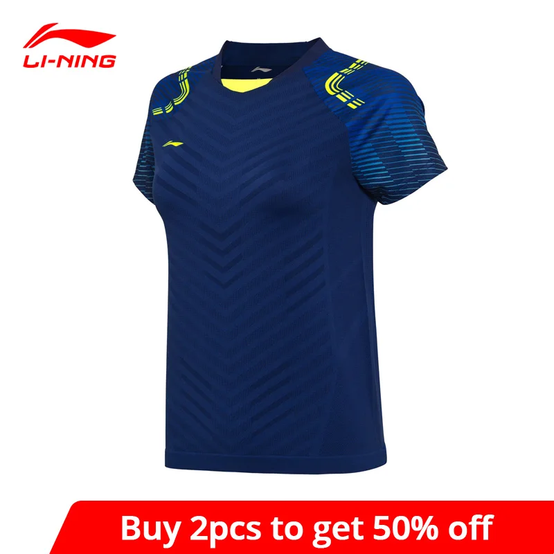 Женская футболка для бадминтона Li Ning бесшовный дышащий спортивный топ
