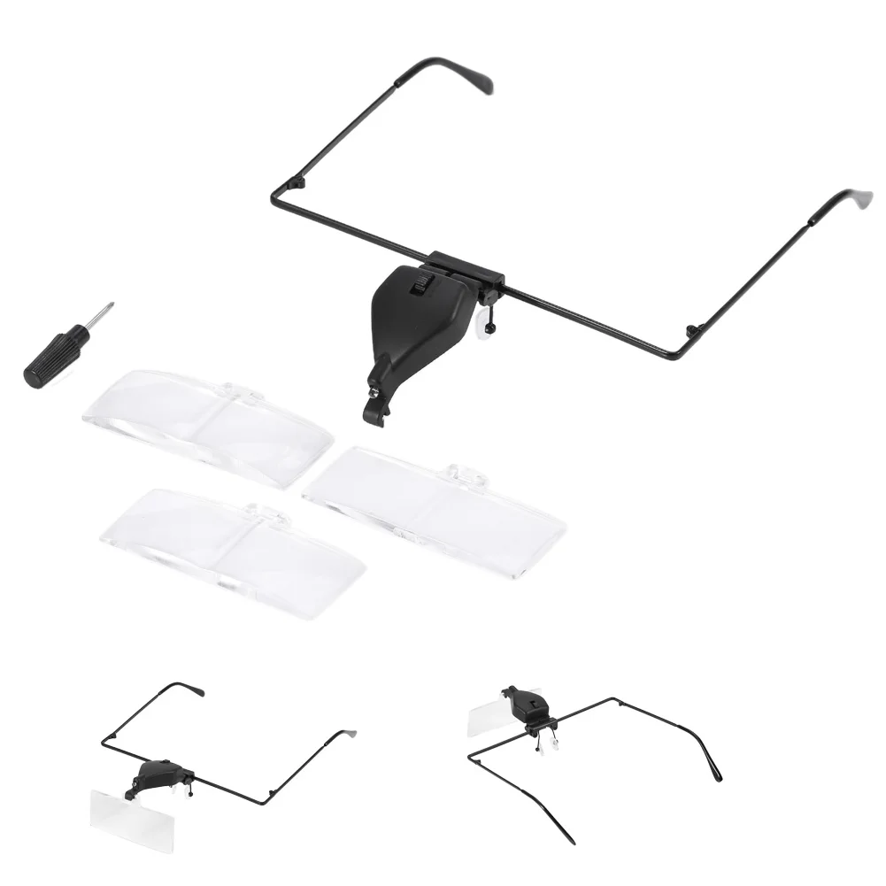 Headband Eyelash Extension Magnifier Eyewear Repair Magnifying Glass LED Light Lamp 1.5/2.5/3.5X Eyeglass Loupe Optical Lens