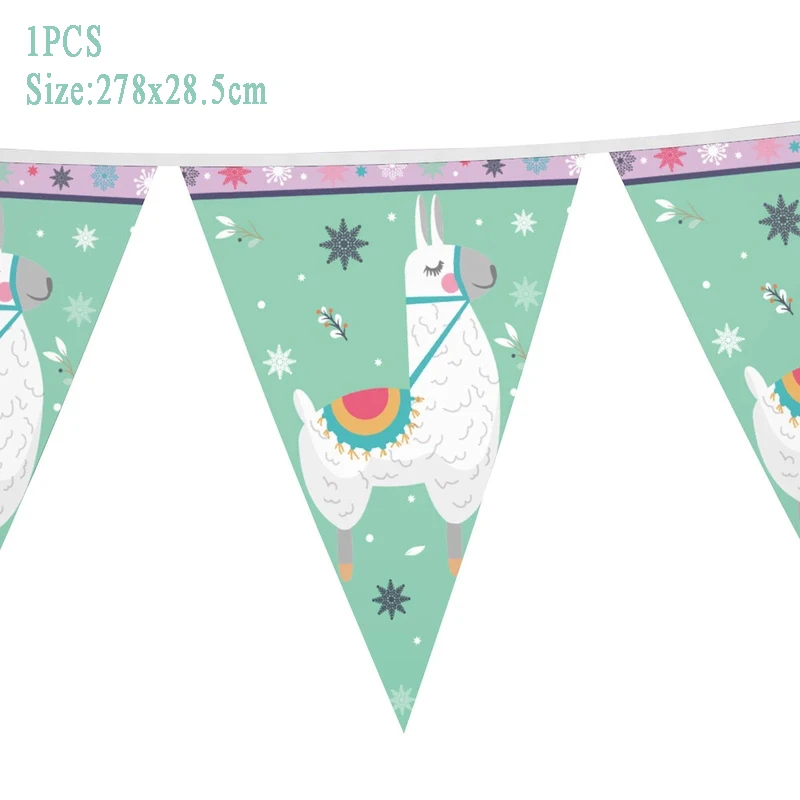 1set pennant Одноразовые столовые приборы в виде мультяшной овцы, ламы, пиньяты, альпаки, вечерние принадлежности для вечеринки на день рождения, украшения для малышей - Цвет: 1set pennant