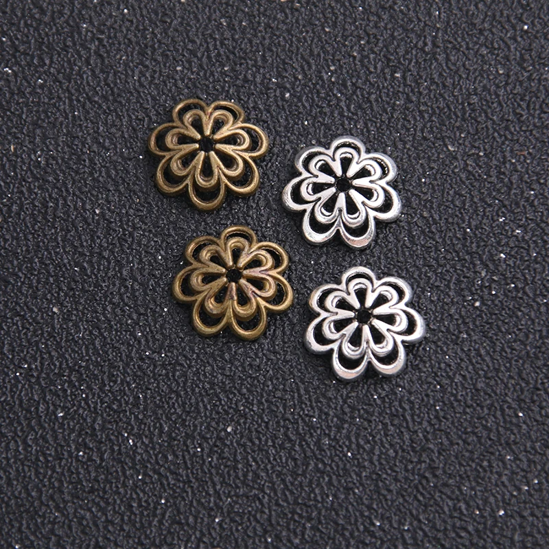 20pcs 14*14mm Two Color Alloy Metal Hollowing Out Plated Spacer Bead Findings Cone Pattern DIY Bottom Bracket | Украшения и