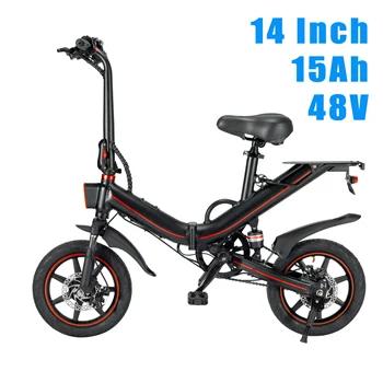 

New Electric Bike 14inch Mini Electric Bicycle 48V15A city ebike 25KM/H 400W Powerful bike Full throttle sctooer