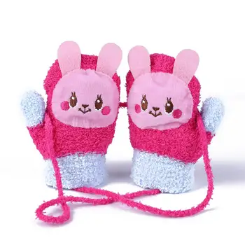 

1 Pair Children Cartoon Gloves Thicken Imitation Lamb Fleece Autumn Winter Warm Gifts Girls Boys Apparel Accessories