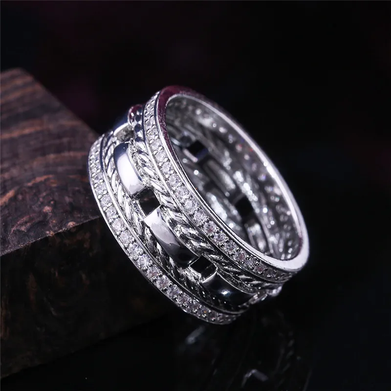 Модное Двухслойное кольцо с камнем AAA циркониевый кристалл, роскошные женские кольца из серебра 925 пробы, свадебные ювелирные изделия, кольца для помолвки для женщин - Цвет основного камня: 15823