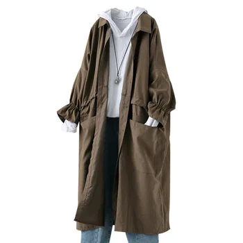 

Atumn Women Plus Size japanese Windbreaker 2019 Female Casual Medium Long Black Ternch Coat Woman Loose Coats AA200S30