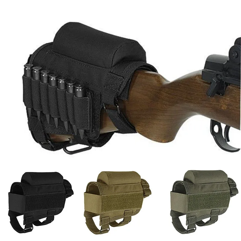 Durable Hunting Tactical Shotgun Rifle Buttstock Ammo Pouch Cheek Rest Pad Bag 