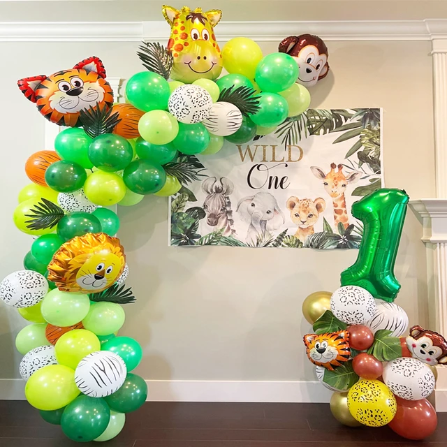 5 ans Déco Anniversaire Jungle, 5 ans Forest Animaux Ballon, Décoration D' anniversaire, Thème Animal Fête d'anniversaire Décorations, Fête Décoration  pour Enfants Filles Garçons