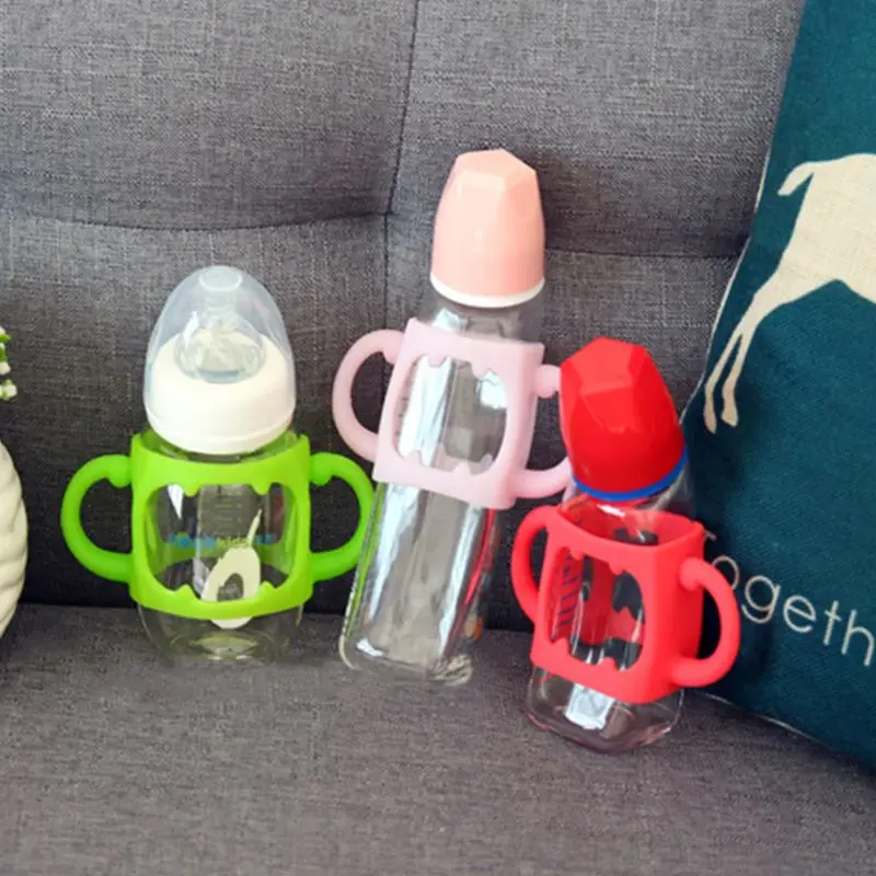 Baby Bottle Universal Handle Soft Silicone Wide Mouth Grip Multicolor Heat Resistant Feeding Bottles Accessories