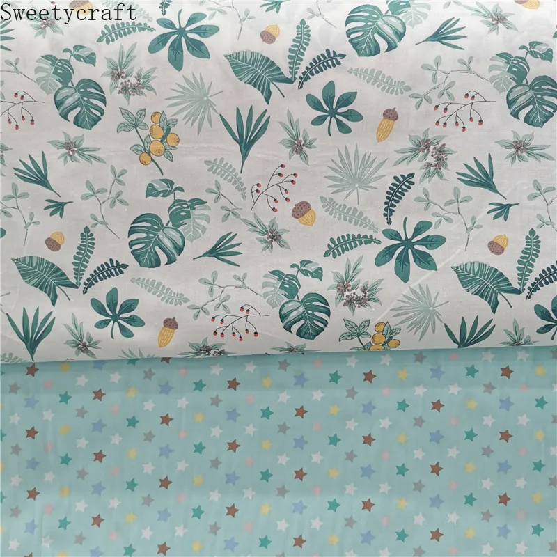 Leaves Colr Star Print Twill Fabric Cotton By Half Meter For Sewing Children Dress Bedding Patchwork Cloth hometextile 160x50cm |