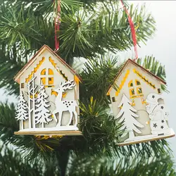 Светодиодный деревянный дом, забавная Рождественская елка, подвесные украшения, украшение для праздника, Рождественское украшение