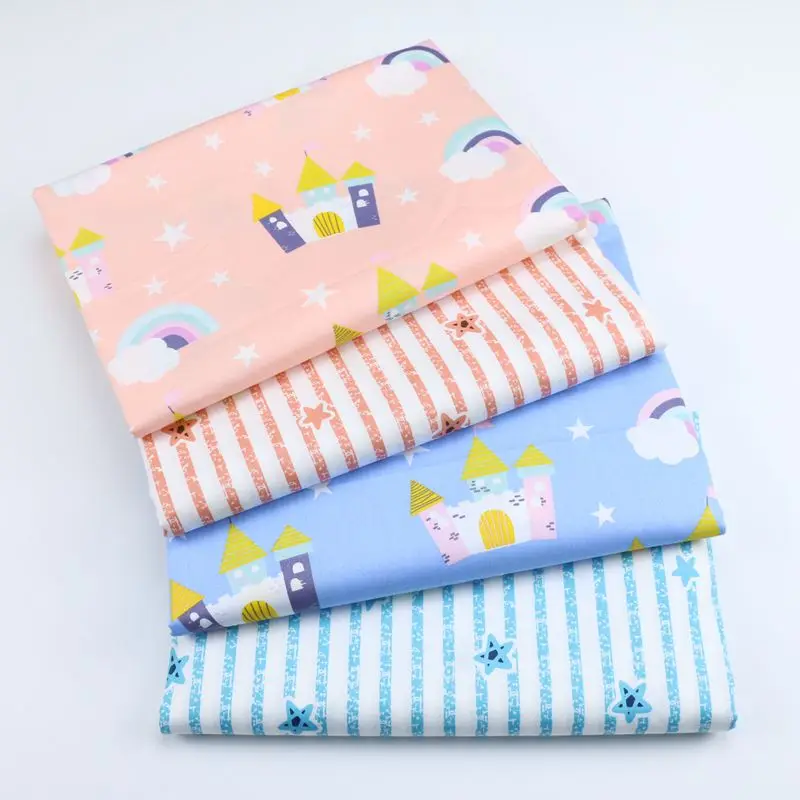 Cotton Print Fabric Textile Twill Fabric Patchwork DIY Sewing Quilted Dress Sheet Fabric for Baby Breathable Cotton Fabric