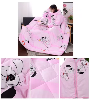 

Winter Lazy Quilt With Sleeves Quilt Winter Keep Warm Thickened Washed Quilt Blanket Home Bedding Comforter Covered Blanket