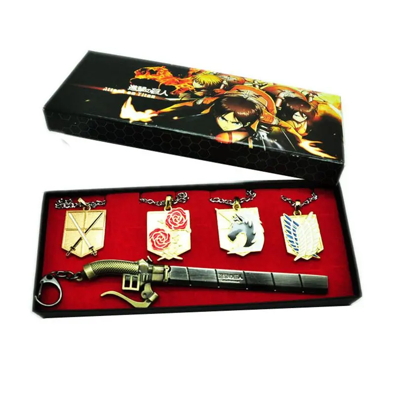 

Attack on Titan Weapon set Figure Toys Shingeki no Kyojin Scouting Legion Corps Cosplay Props Necklace Pendants Sword Set