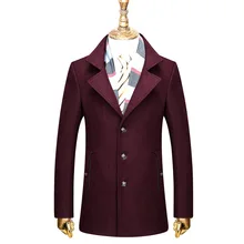 Новинка, мужское шерстяное пальто, зимний теплый модный Тренч, приталенный, однотонный, однобортный, Peacoat parka, Прямая поставка, повседневные куртки