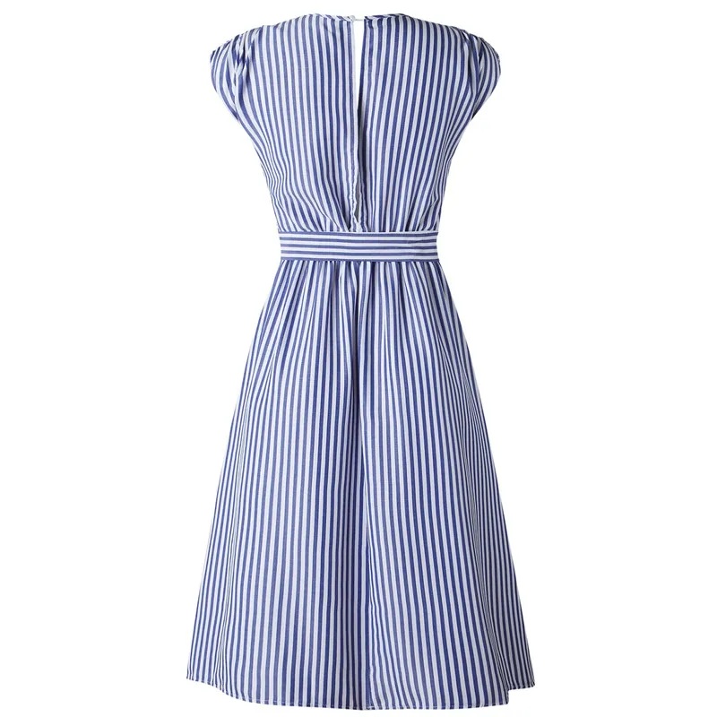 Women Sleeveless Casual Stripe Dresses