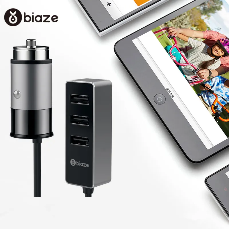 Biaze 5V 5.5A быстрое автомобильное зарядное устройство 4 USB 1 5 м кабель для iPhone iPad Samsung