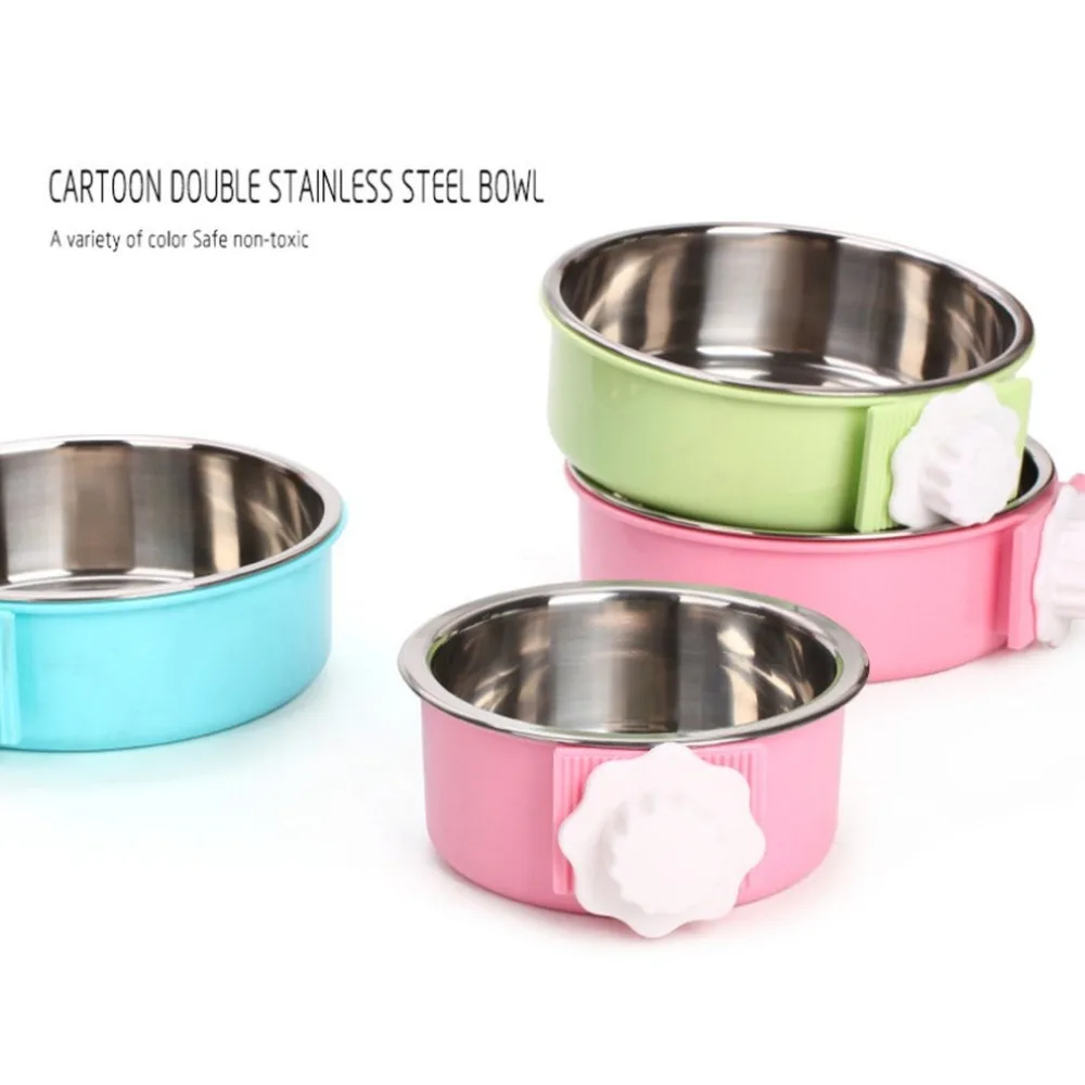 Pet Bowl Suspension Candy Stainless Steel Dog Bowl Pet Cat Bowl Fixed Cage Double Bowls Single Bowl Universal