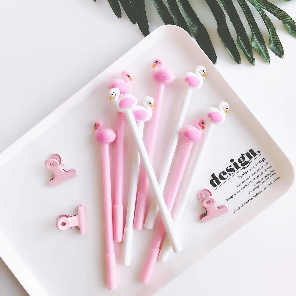 

Neutral Flamingo Ballpoint Pen Pink Cartoon Brush School Gift Animal Model Creative Kids Stationery mark pencil Chalk Tool