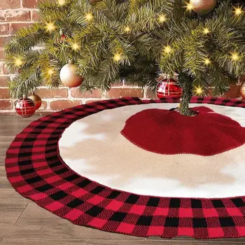 

48inch Christmas Tree Skirt Knitted Lattice Floor Mat Cover Ornament Xmas New Year Party Decoration Scene Layout Supplies