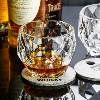 

Salloping Horse Whiskey Glasses Diamond Cut Whisky Prism Crystal Old Fashioned Glass Vodka Tumbler Chivas Wine Cup