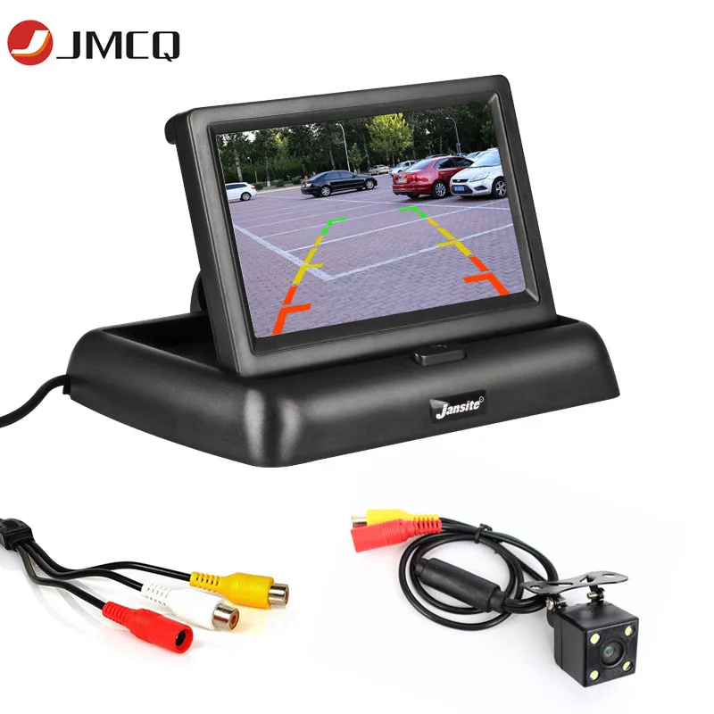 

JMCQ 4.3 inch HD Display Foldable Car Monitor TFT LCD Cameras Reverse Camera Screen Parking System for Car Rearview Monitors