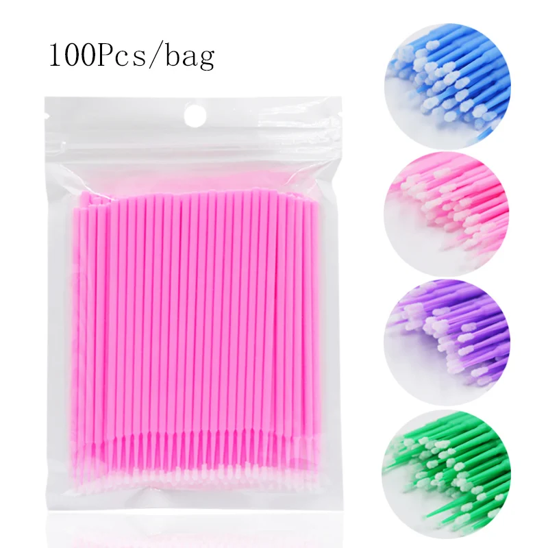 

100PCS Disposable Eyelash Brushes Swab Microbrushes Eyelash Extension Tools Individual Eyelashes Removing Tools Applicators
