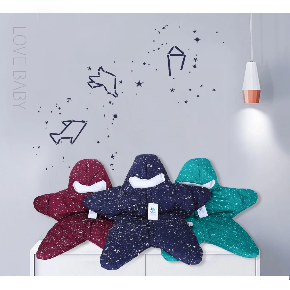 Хлопковый спальный мешок для новорожденных с изображением морской звезды; зимний теплый конверт; детская коляска; универсальная муфта для ног; плотные детские спальные мешки для детей 0-8 лет