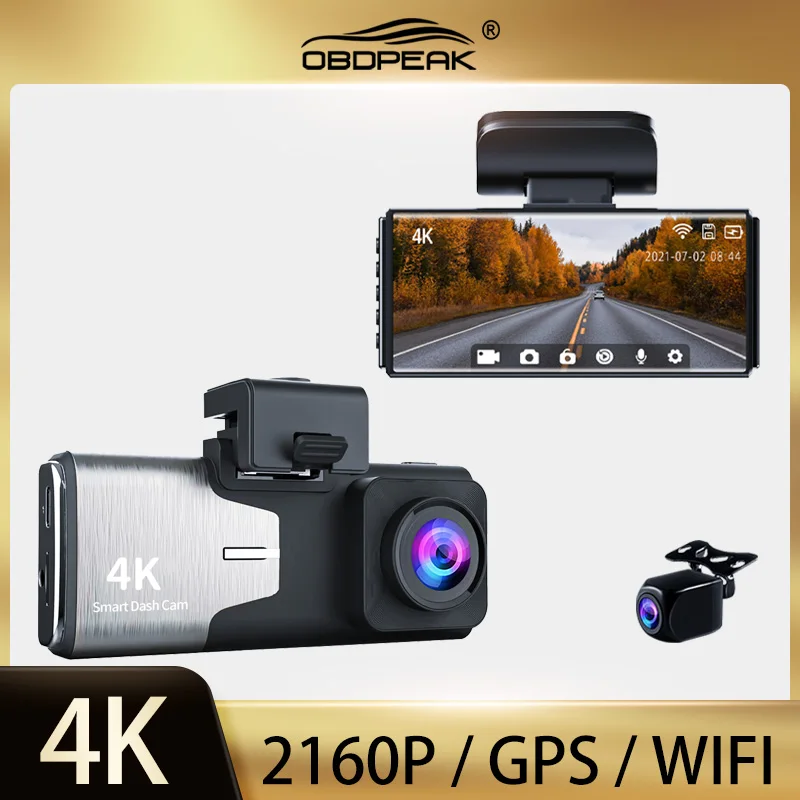 OBDPEAK A800 Car DVR 4K 3840*2160P Dash Cam WIFI GPS Tracking Sony IMX415 Camera Video Recorder Rear View 1080P Park Monitor | Автомобили