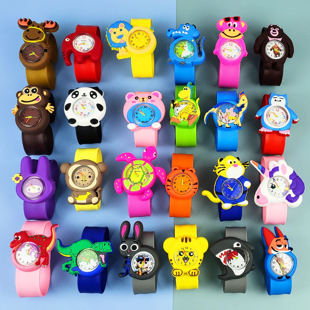 Buen trato Relojes de dibujos animados para niños y niñas, cronógrafo con 24 animales de dinosaurio, regalo para niños y9VKMqGRaD7