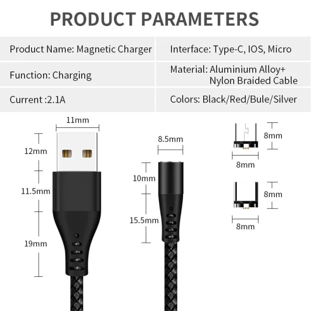 Магнитный кабель USB C кабель для быстрой зарядки Магнит Micro USB зарядное устройство для Xiaomi Mi8 Mi9 samsung S9 S8 type C Быстрая зарядка