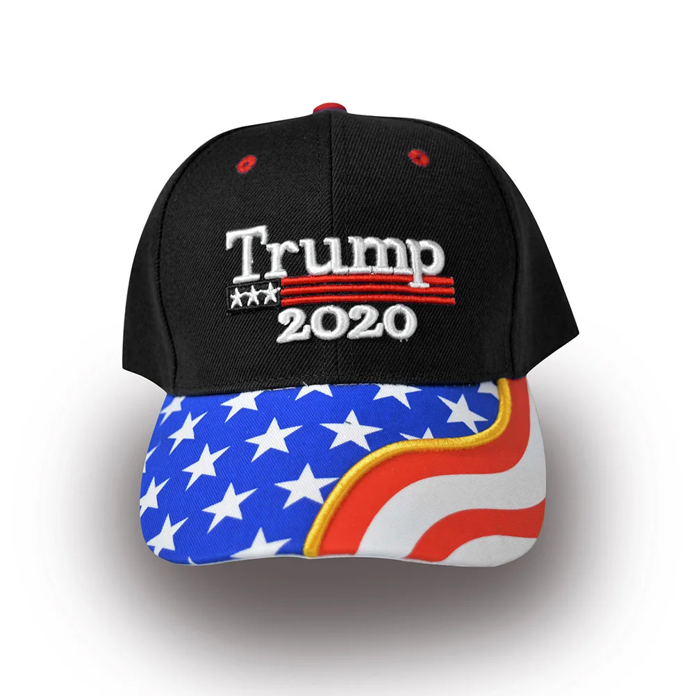 Кепки Трампа 3D вышивка бейсбольная кепка регулируемая Стильная кепка Трампа переизбранная хлопковая бейсболка для улицы камуфляж - Цвет: Черный