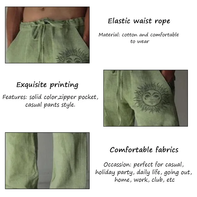 Men's Casual Linen Sweatpants With Drawstring And Pockets_voghion.com