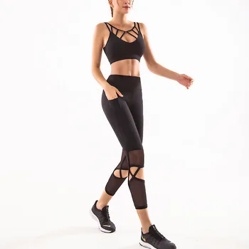 

Seamless Yoga Set Workout Clothes For Women Leggings 2 Piece Tight Crop Top Bra Vest Sportsuit Gym Sets Clothes