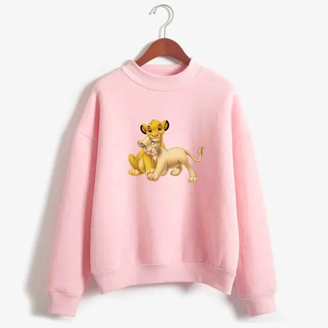 2021 autumn and winter new middle collar sweatshirt loose version Lion King Simba print top casual pullover 3