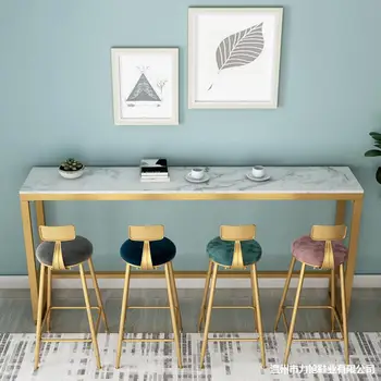 

. Nordic Marble Bar Table Balcony Window Household Simple Milk Tea Shop Living Room Partition Strip High Base Table and Chair