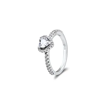 

Clear CZ Elevated Heart Ring Jewelry 925 Sterling Silver Female Rings for Women Simple Classic Love Rings Jewelry Accessory