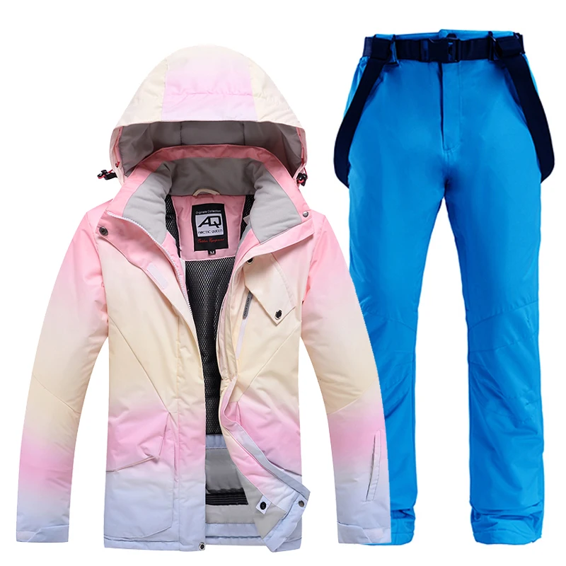 Waterproof Snow Suit Sets Women Snowboard Ski Jacket Strap Pants