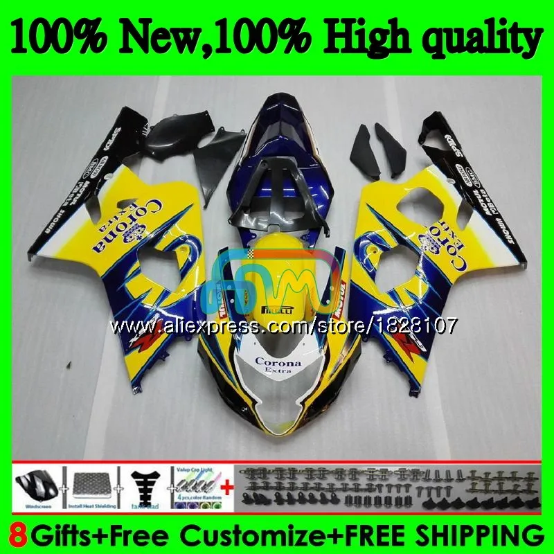 K4 средства ухода за кожей для SUZUKI GSX-R750 GSXR 600 750 R750 04 05 36BS. 11 синего и желтого цвета GSXR-600 GSXR600 600CC 750CC GSXR750 2004 2005 обтекатель - Цвет: No. 1