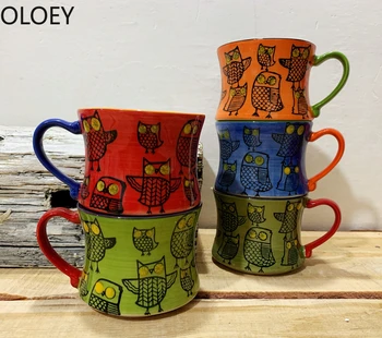 

Cute Retro Ceramic Coffee Mug Handmade Tea Cup Bamboo Simple Travel Mug Coffee Animal Tazas Para Cafe Milk Kids Cup Porcelain