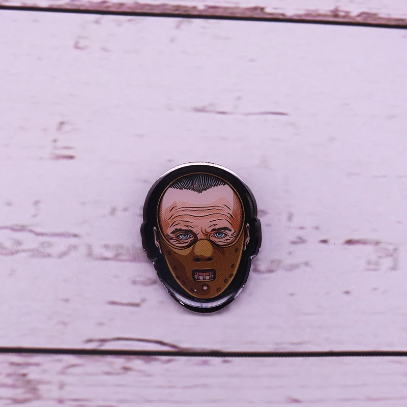 

Dr. Hannibal Lecter mask pin Silence of the Lambs brooch Chesapeake Ripper pin