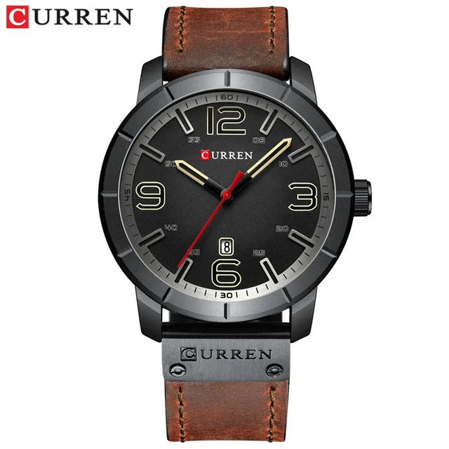 black yellow Модные мужские часы Curren бренд класса люкс кожа кварцевые мужские часы повседневные спортивные часы мужские военные часы Relogio Masculino - Цвет: black yellow