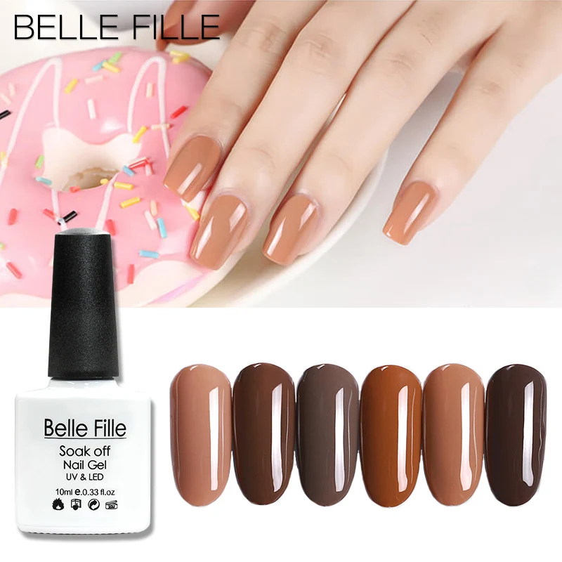 Belle Fille 10ml UV Gel Nail Polish Nude Caramel Color Semi Permanent Vernis Soak Off Art Varnish | Красота и здоровье