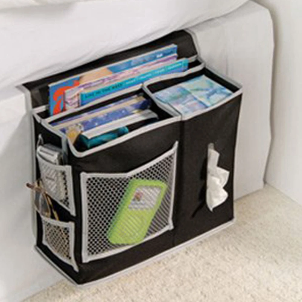  6 Pocket Bed Side Storage Mattress Book Tv Remote Organizer Magazine