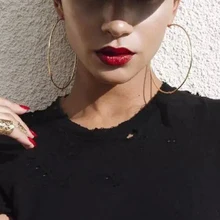 Женские золотые серьги-кольца 6 см металлические Большие Круглые Гладкие большие круглые кольца модные серьги обруча