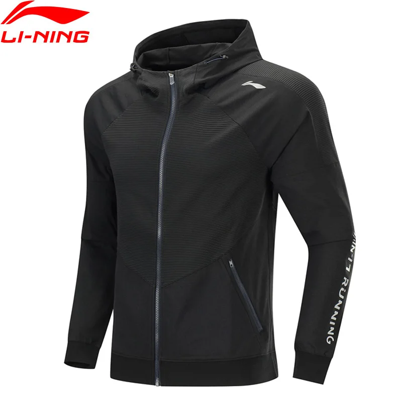 Li-Ning мужской беговой серии трикотажный свитер Slim Fit полиэстер спандекс карманы Подкладка с капюшоном Спортивные куртки топы AWYP007 CJAS19