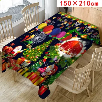 

1PC Christmas Tablecloths Print Rectangle Table Cover Holiday Party Home Decoration Happy New Year Colorful Exquisite Tablecloth