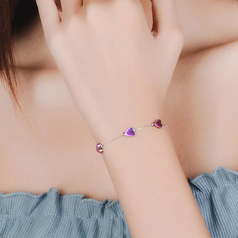 Bague Ringen простая форма сердца топаз браслет для Для женщин индивидуальный характер серебро 925 ювелирные изделия Красочные молодая девушка, студентка