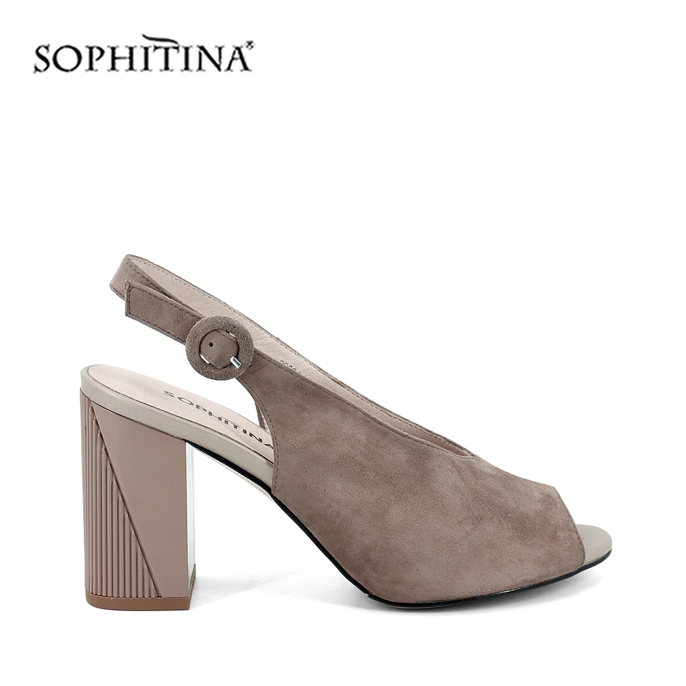 SOPHITINA/однотонные женские босоножки; модный дизайн; удобная элегантная обувь на квадратном каблуке с пряжкой; сандалии ручной работы; Лидер продаж; C187