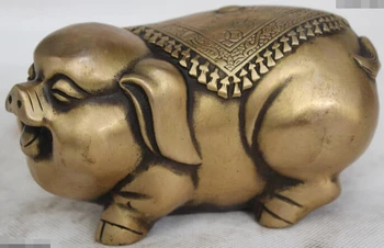 

wholesale factory 3" Chinese Fengshui Red Bronze Zodiac Year Pig Lovely Animal Statue sculpture