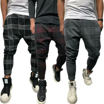 

Mens Slim Fit Stretch Flat-Front Skinny Pants Plaid Men Fashion Slim Fit Straight Leg Trousers Casual Pencil Jogger Cargo Pants
